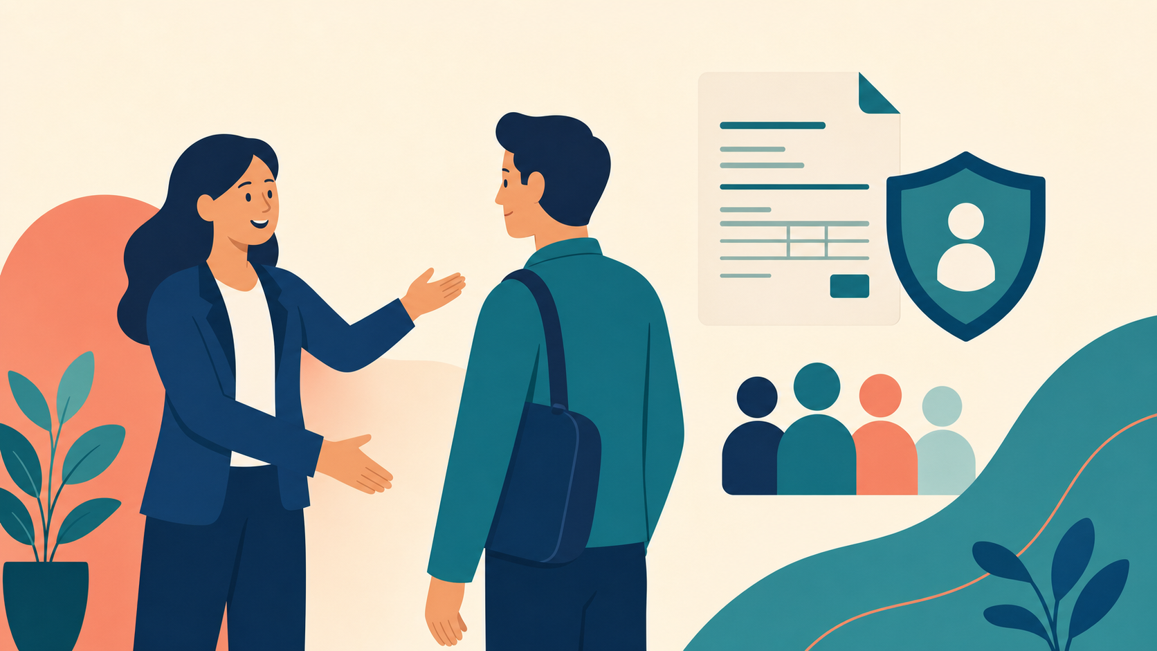 Flat illustration tile for Hiring Your First Employees: PAYG, Super & Fair Work Essentials for Australian Startups