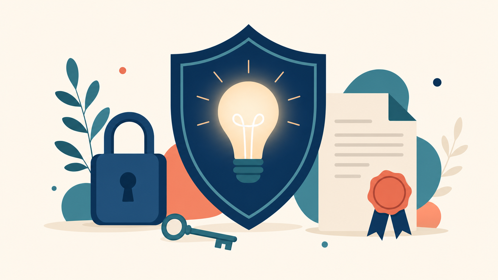 Flat illustration tile for Protecting Your IP from Day One: Trademarks, Patents & Confidentiality for Australian Startups