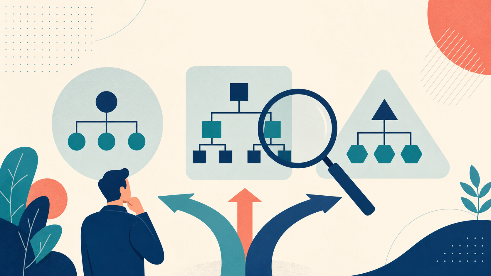 Flat illustration tile for Choosing Your Startup Structure: Sole Trader vs Company vs Trust in Australia