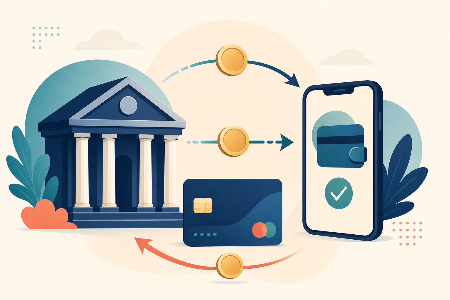 Flat illustration tile for Business Banking & Payments: Setting Up Money Movement in ANZ
