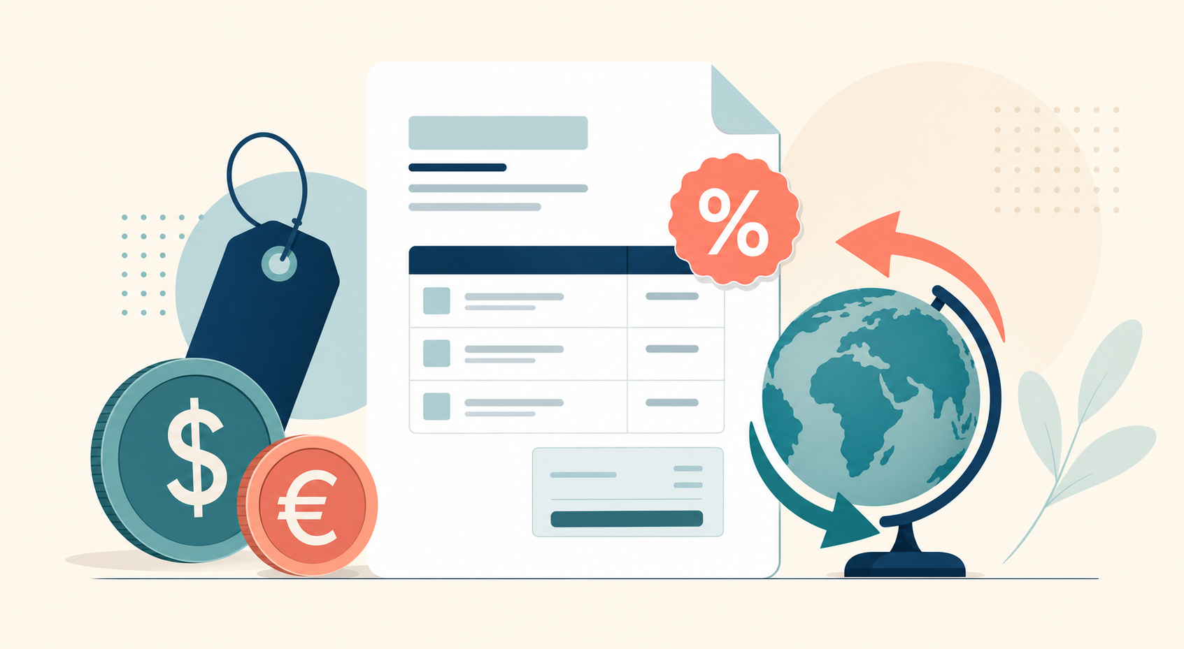 Flat illustration tile for Pricing, Billing & GST for Cross-Border Sellers into ANZ