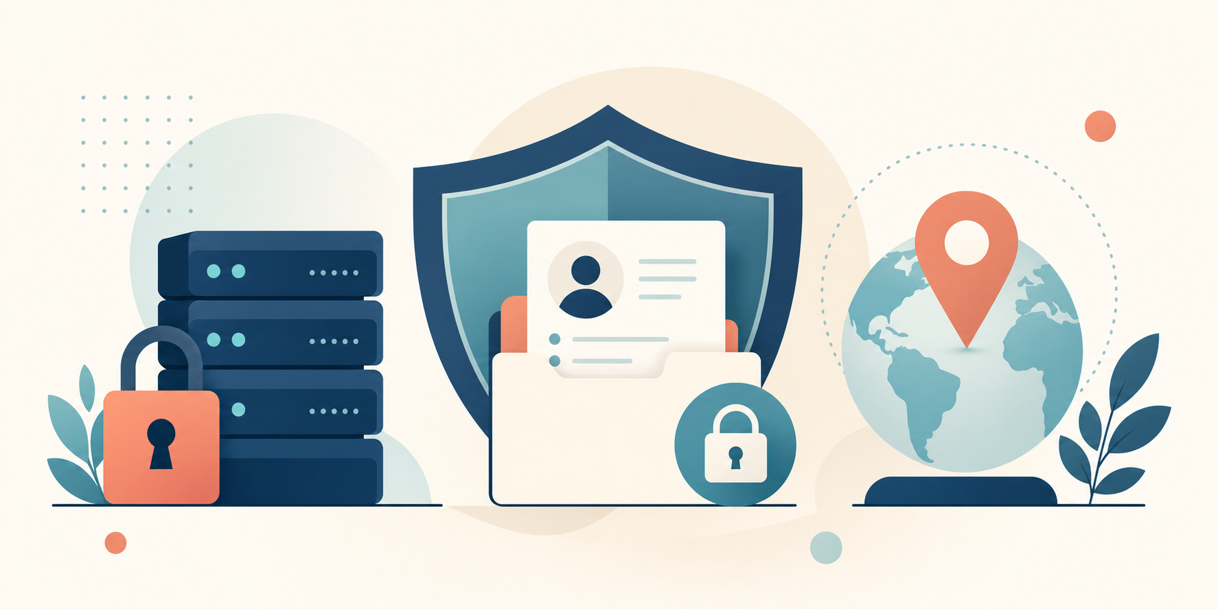 Flat illustration tile for Data Residency & Privacy Playbook: The Privacy Act Reforms, APPs & NZ Privacy Act