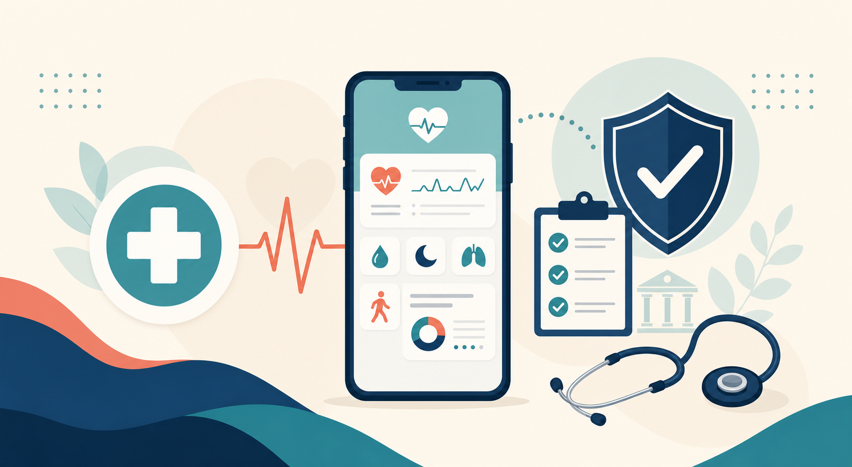 Flat illustration tile for HealthTech & MedTech Market Entry Playbook: TGA, Reimbursement & Digital Health in ANZ